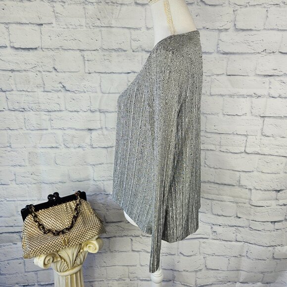 Zara Collection Size Small Gray/Silver Ribbed High-Low Long Sleeve Pullover Top - Picture 4 of 9